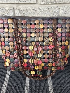 Handmade Multicolor Coconut Beaded Tote Bag